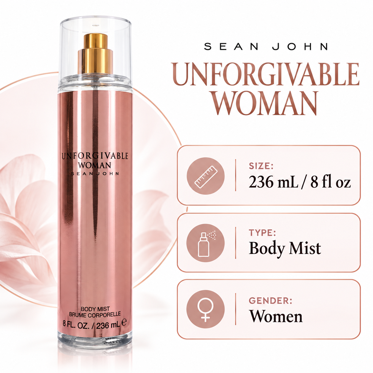 Sean John Unforgivable Woman — size, type and gender