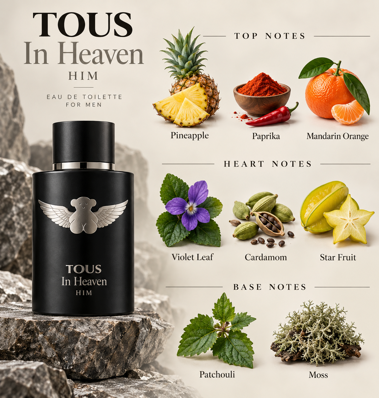 In Heaven by Tous 3.4 Oz Eau De Toilette Spray for Men - Notes [Drive:1LxriNqCA8uA_gZwv7dE5_yQ74Kqhib72]