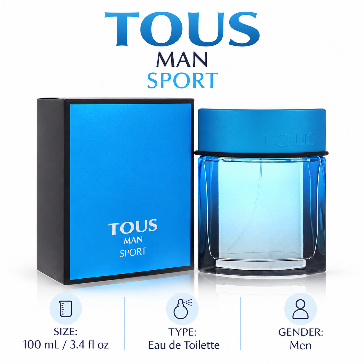 TOUS MAN SPORT 100 mL / 3.4 fl oz Eau de Toilette Men — size, type and gender