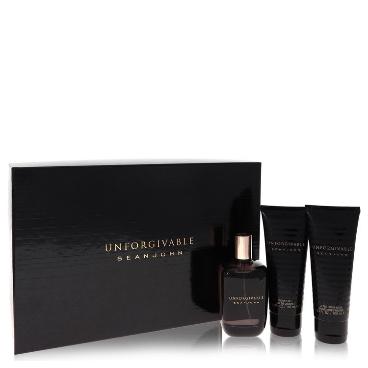 Unforgivable Cologne by Sean John Gift Set -- 4.2 oz Eau De Toilette Spray + 3.4 oz Shower Gel + 3.4 oz After Shave Balm for Men - Authentic Fragrance - Discount Men Perfume or Cologne Fragrance
