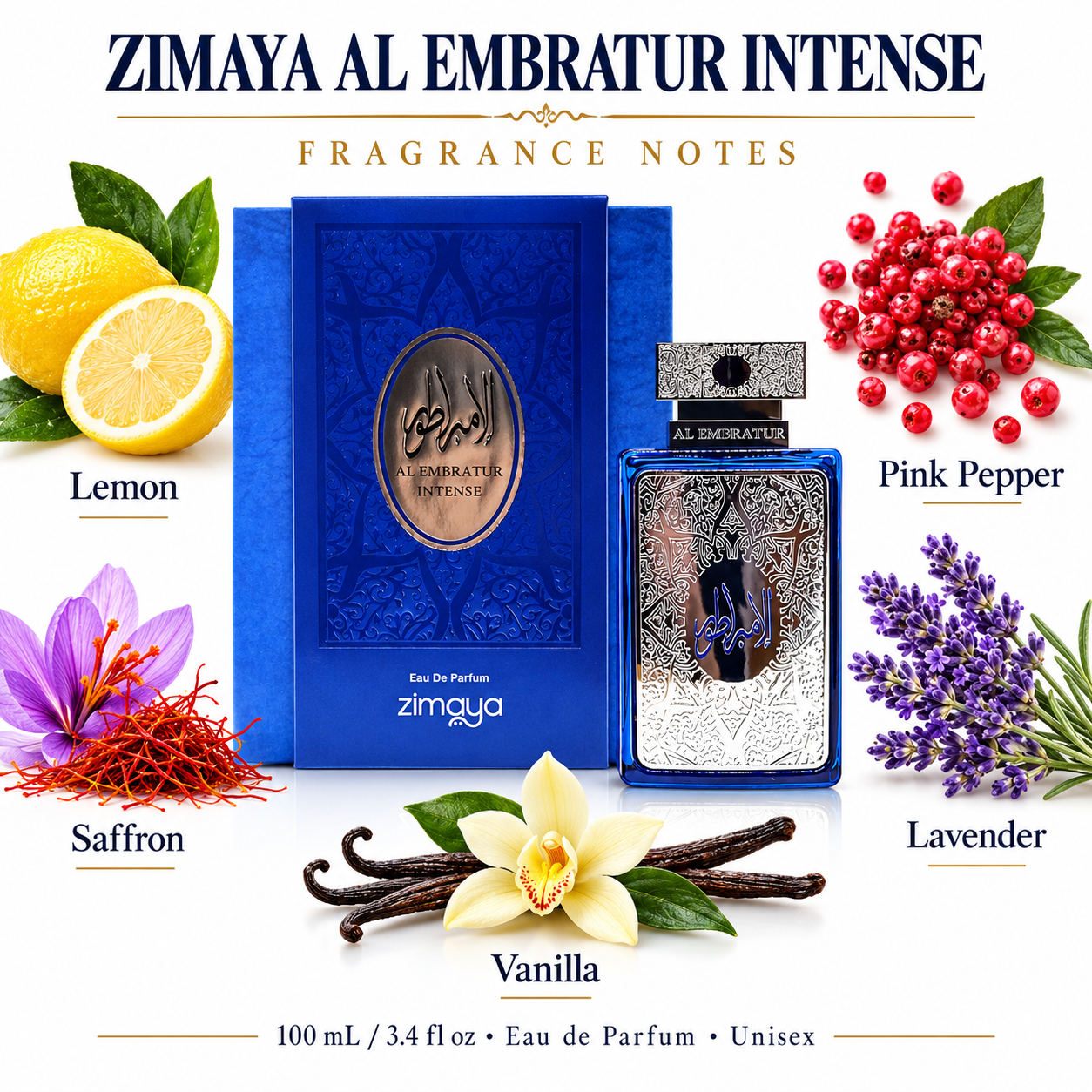 Zimaya ^al Embratur Intense^ by Afnan Eau De Parfum Spray for Unisex — fragrance notes