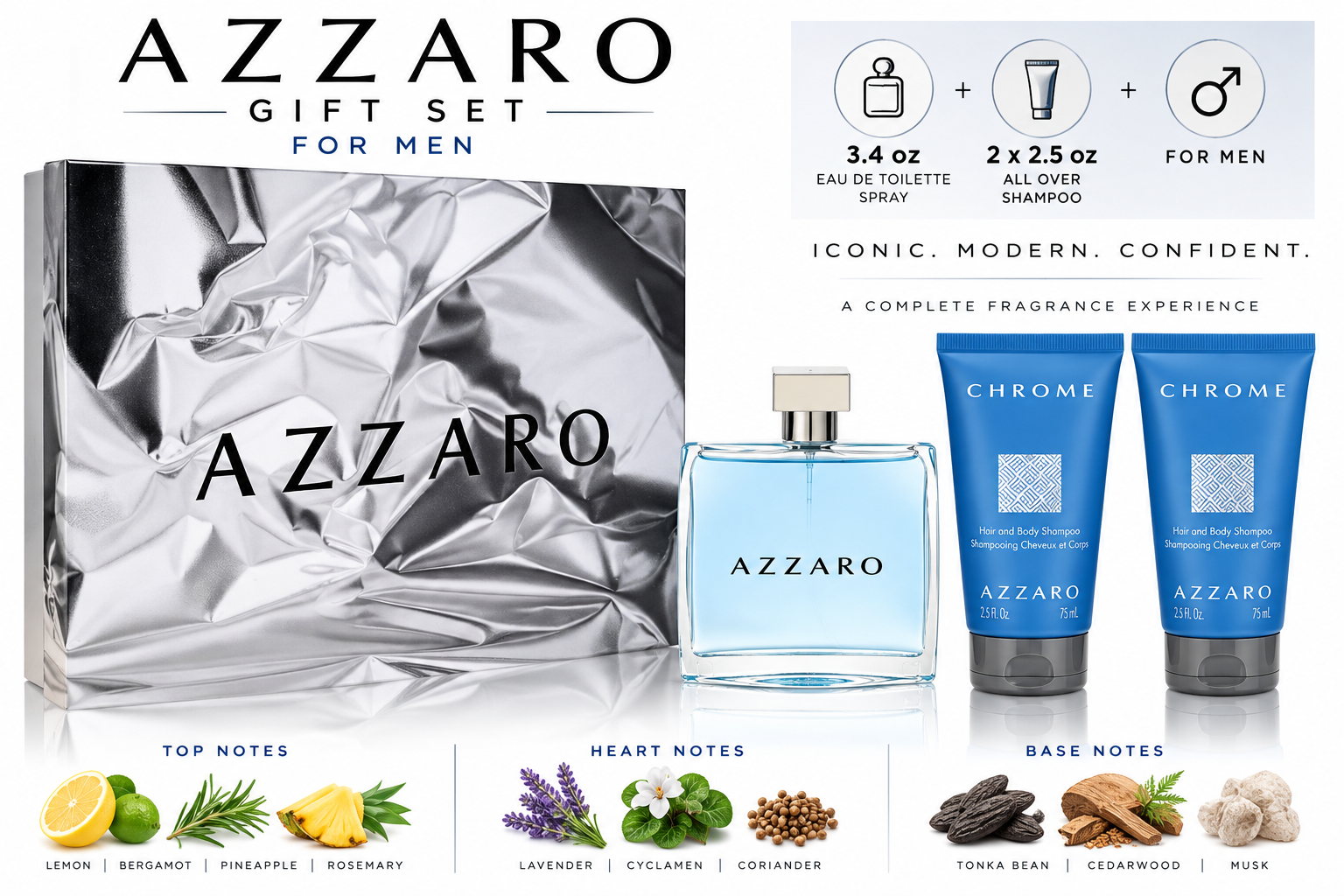 Chrome Sp 3.4, Sg 2.53, Sg by Azzaro 2.53 oz Spray for Men