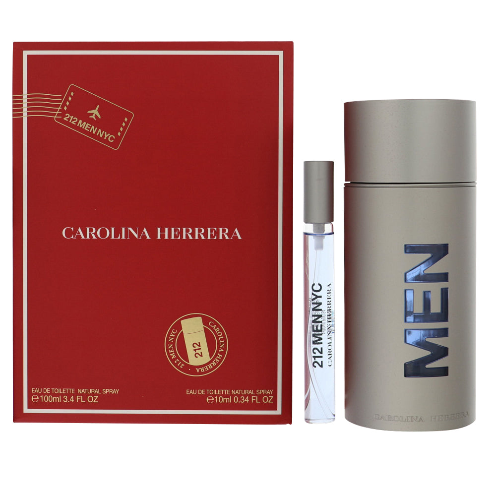 212 Men Nyc Cologne By Carolina Herrera 2 Piece Gift Set - 3.4 Oz Eau De Toilette Spray, 0.34 Oz Eau De Toilette Spray For Men In Gift Set