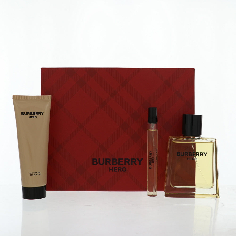 Burberry Hero Cologne By Burberry 3 Piece Gift Set - 3.3 Oz Eau De Toilette Spray, 0.33 Oz Eau De Toilette Spray, 2.5 Oz Shower Gel For Men In Gift Set