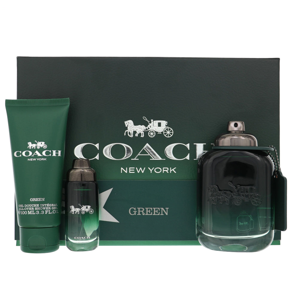 Coach Green 3Pcset 3.4 Oz Eau De Toilette Spray / 3.3 Oz S.Gel / 7.5 Oz Ml for Men – Perfumes4All