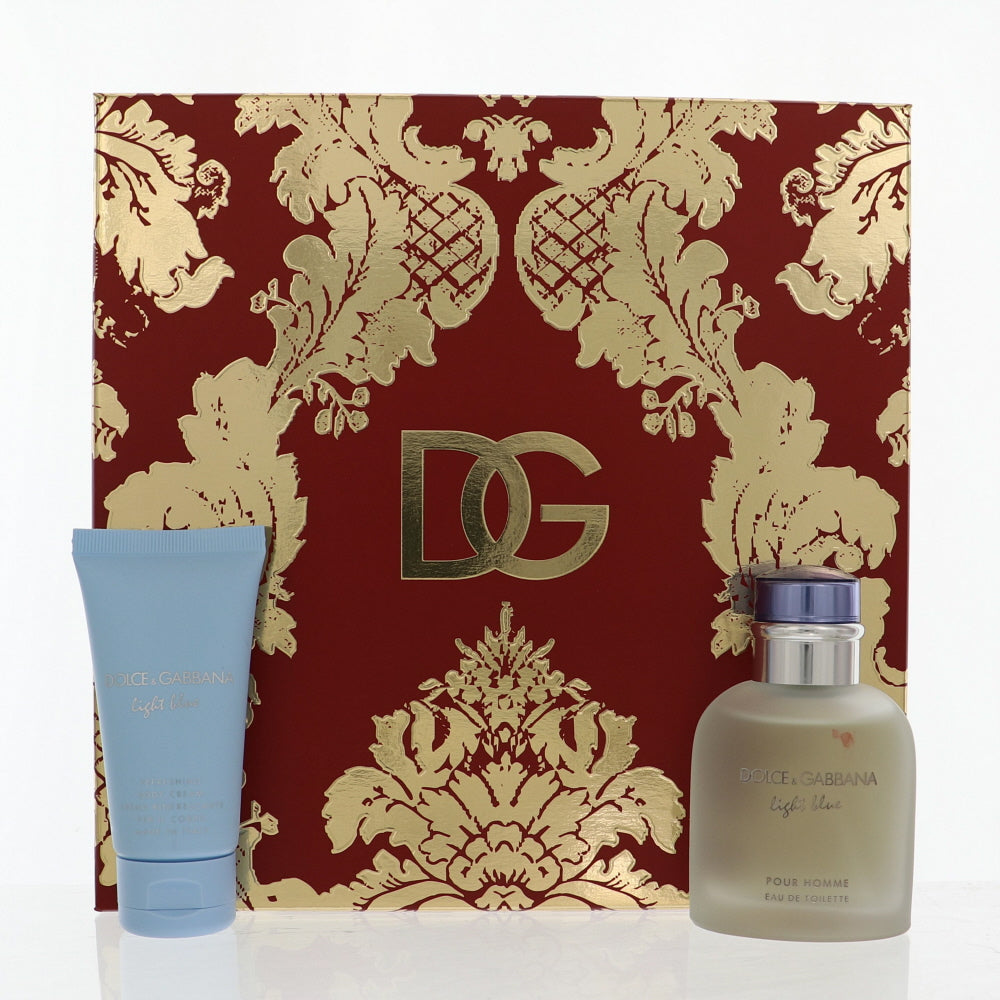 D & G Light Blue Cologne By Dolce & Gabbana 2 Piece Gift Set - 2.5 Oz Eau De Toilette Spray, 1.7 Oz Refreshing Body Cream For Men In Gift Set