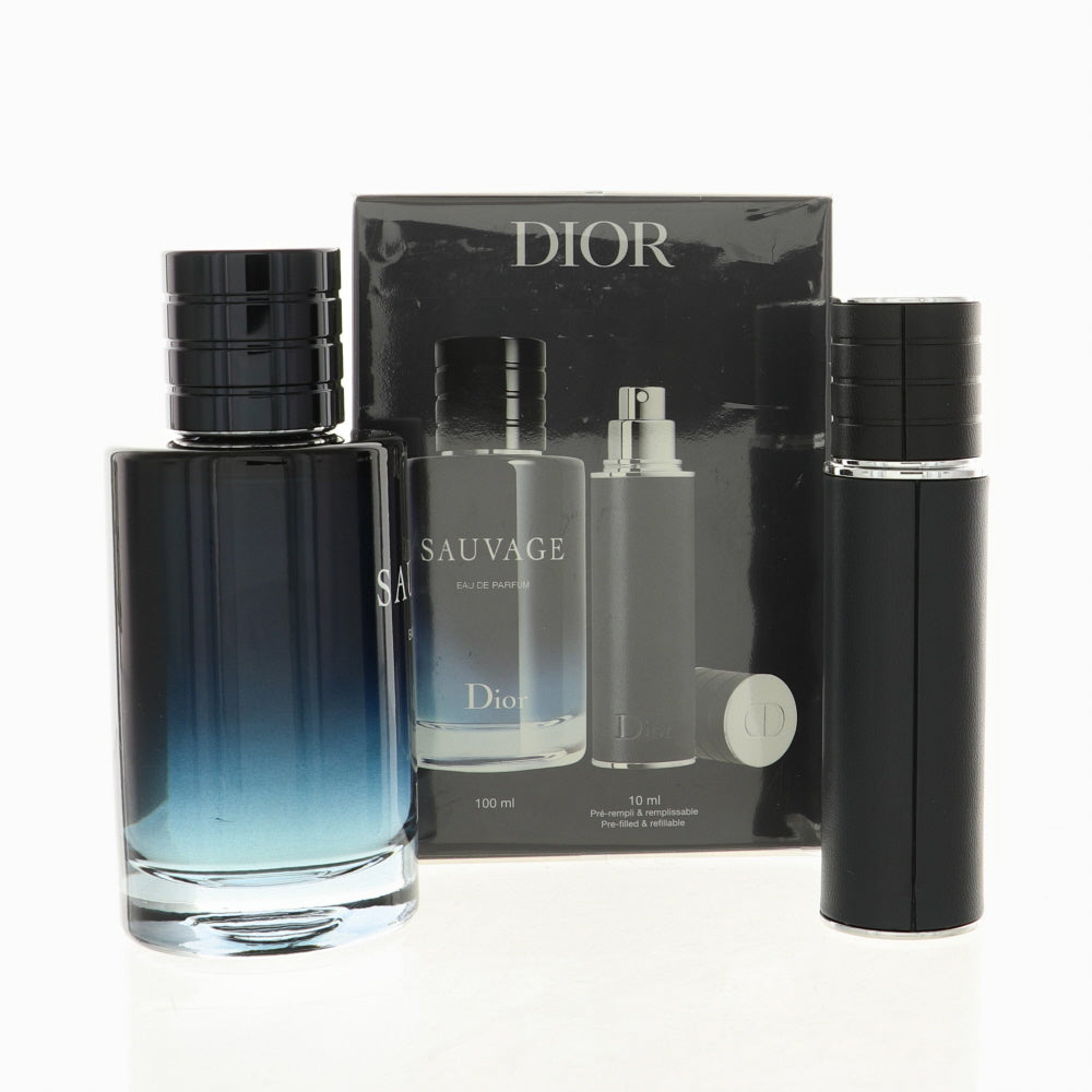 Sauvage Cologne By Christian Dior 2 Piece Gift Set - 3.4 Oz Eau De Parfum Spray, 0.34 Oz Eau De Parfum Spray For Men In Gift Set