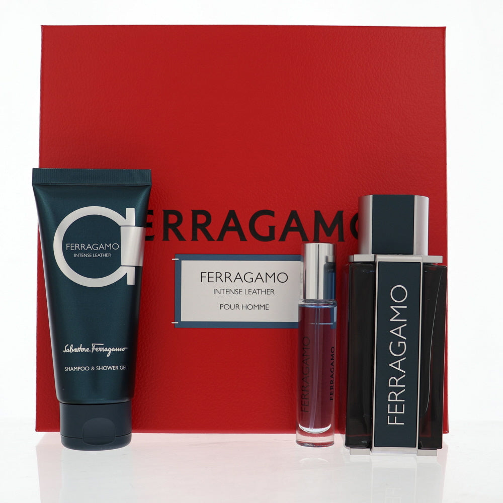 Intense Leather Cologne By Salvatore Ferragamo 3.4 Oz Eau De Parfum Spray For Men In Gift Set