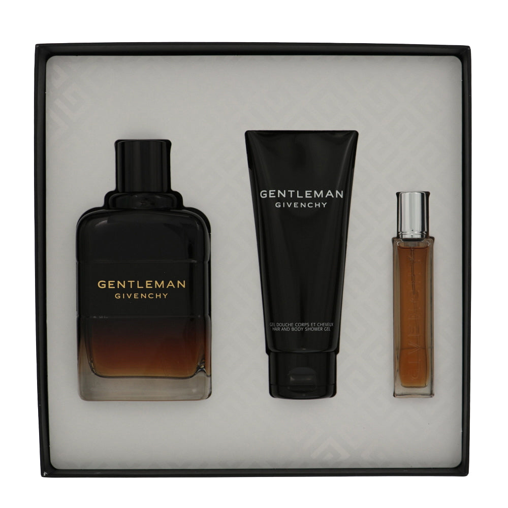 Gentlemen Reserve Privee Cologne By Givenchy 3 Piece Gift Set - 3.3 Oz Eau De Parfum Spray, 0.42 Oz Eau De Parfum Spray, 2.5 Oz Hair And Body Shower Gel For Men In Gift Set