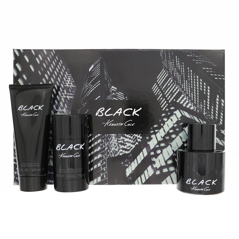 Kenneth Cole Black Cologne By Kenneth Cole 3 Piece Gift Set - 3.4 Oz Eau De Toilette Spray, 3.4 Oz After Shave Balm, 2.6 Oz Alcohol Free Deodorant For Men In Gift Set