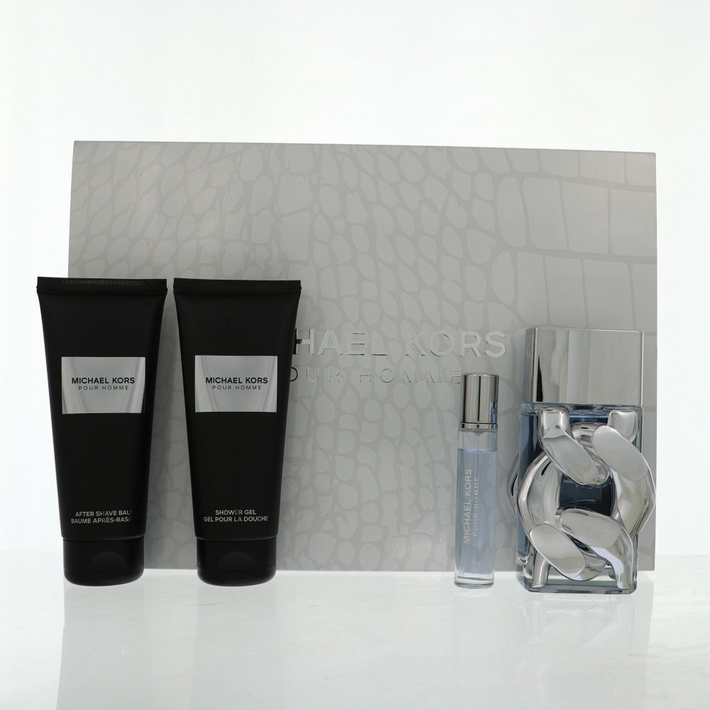 Michael Kors Pour Homme Cologne By Michael Kors 4 Piece Gift Set - 3.4 Oz Eau De Parfum Spray, 0.3 Oz Eau De Parfum Spray, 3.4 Oz Shower Gel, 3.4 Oz After Shave Balm For Men In Gift Set
