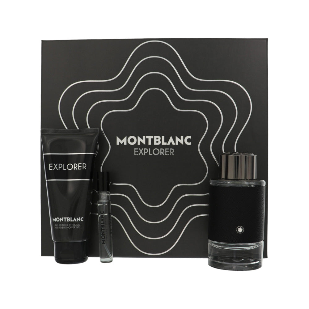 Mont Blanc Explorer Cologne By Mont Blanc 3 Piece Gift Set - 3.3 Oz Eau De Parfum Spray, 0.25 Oz Eau De Parfum Spray, 3.3 Oz All - Over Shower Gel For Men In Gift Set