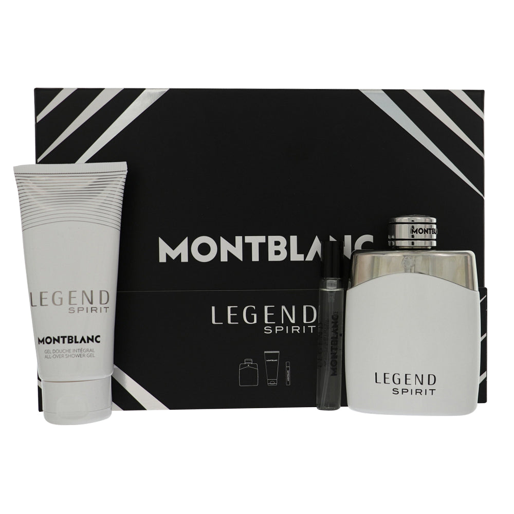 Mont Blanc Legend Spirit Cologne By Mont Blanc 3 Piece Gift Set - 3.3 Oz Eau De Toilette Spray, 0.25 Oz Eau De Toilette Spray, 3.3 Oz All - Over Shower Gel For Men In Gift Set