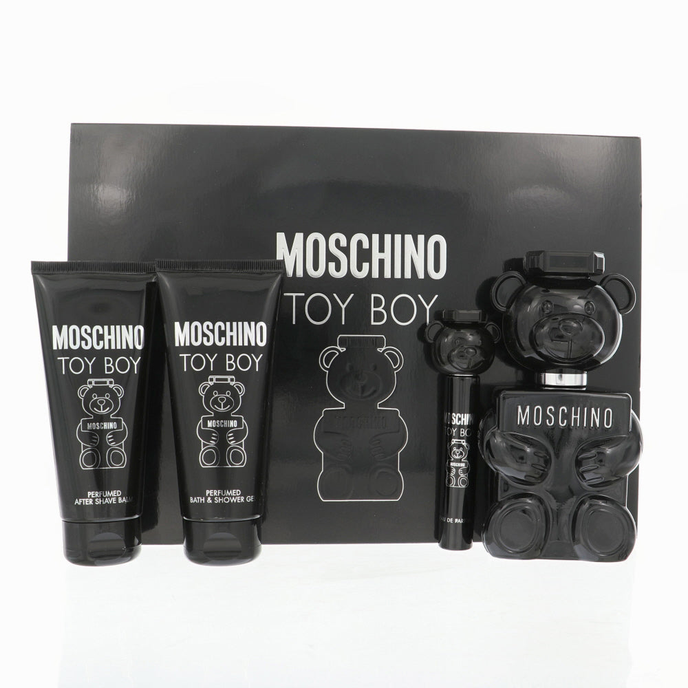 Moschino Toy Boy Cologne By Moschino 4 Piece Gift Set - 3.4 Oz Eau De Parfum Spray, 0.3 Oz Eau De Parfum Spray, 3.4 Oz Bath & Shower Gel, 3.4 Oz After Shave Balm For Men In Gift Set