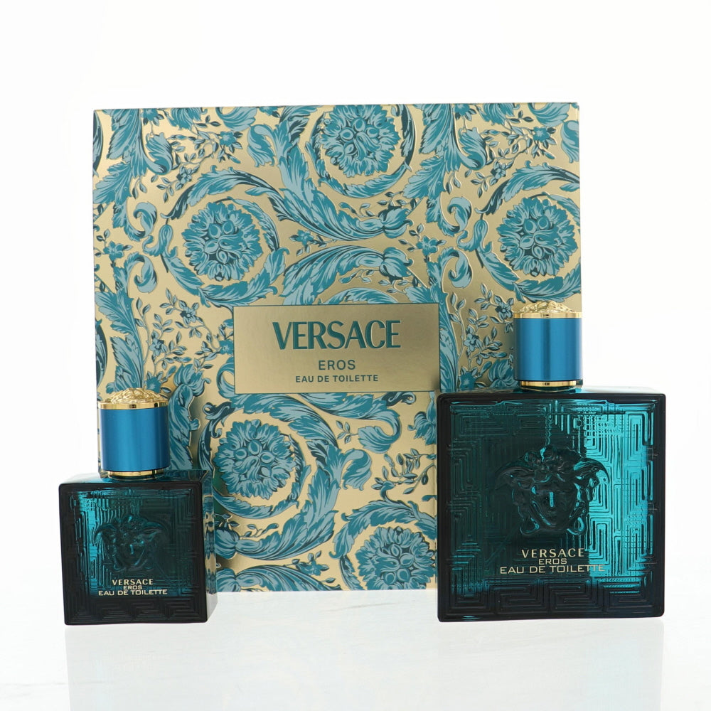 Versace Eros Cologne By Versace 2 Piece Gift Set - 3.4 Oz Eau De Toilette Spray, 1.0 Oz Eau De Toilette Spray For Men In Gift Set