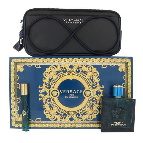Versace Eros Cologne By Versace 3 Piece Gift Set - 3.4 Oz Eau De Parfum Spray For Men In Gift Set