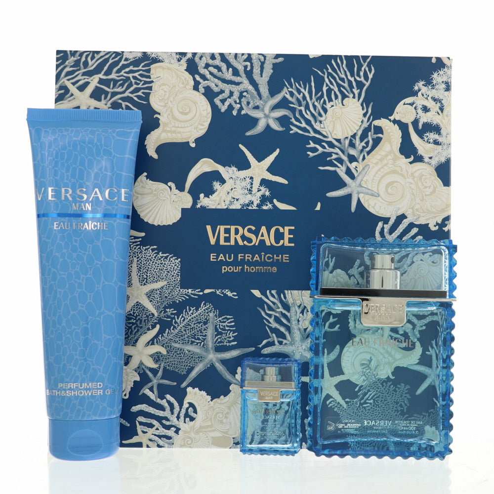 Versace Eau Fraiche Cologne By Versace 3.4 Oz Eau De Toilette Spray For Men In Gift Set