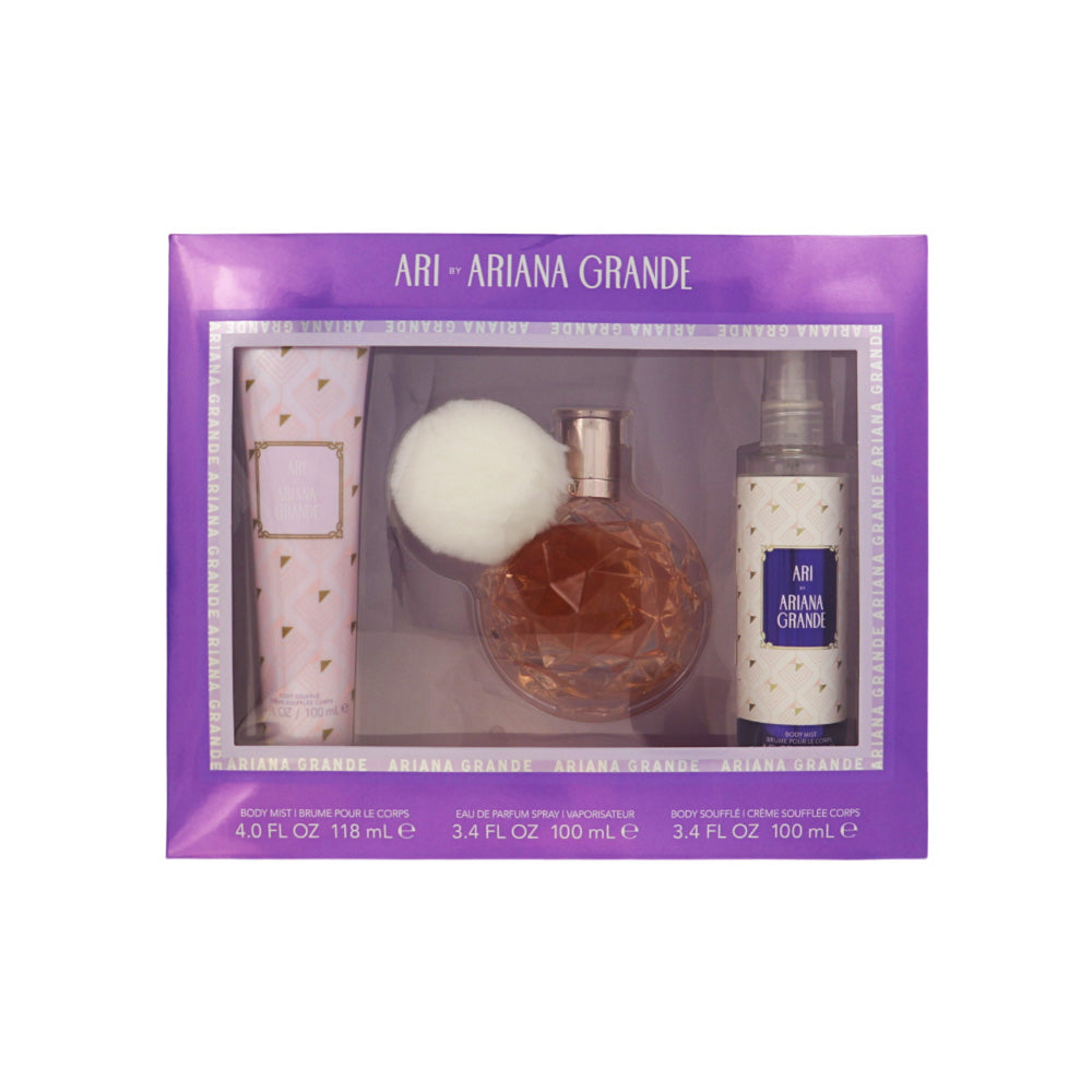 Grande "ari" L by Ariana 3 Pc Gift Set, EDP Sp + 3.4 oz Edp Spray + 3.4 oz B/C + 4.0 oz Body Mist for Women - Perfumes4All