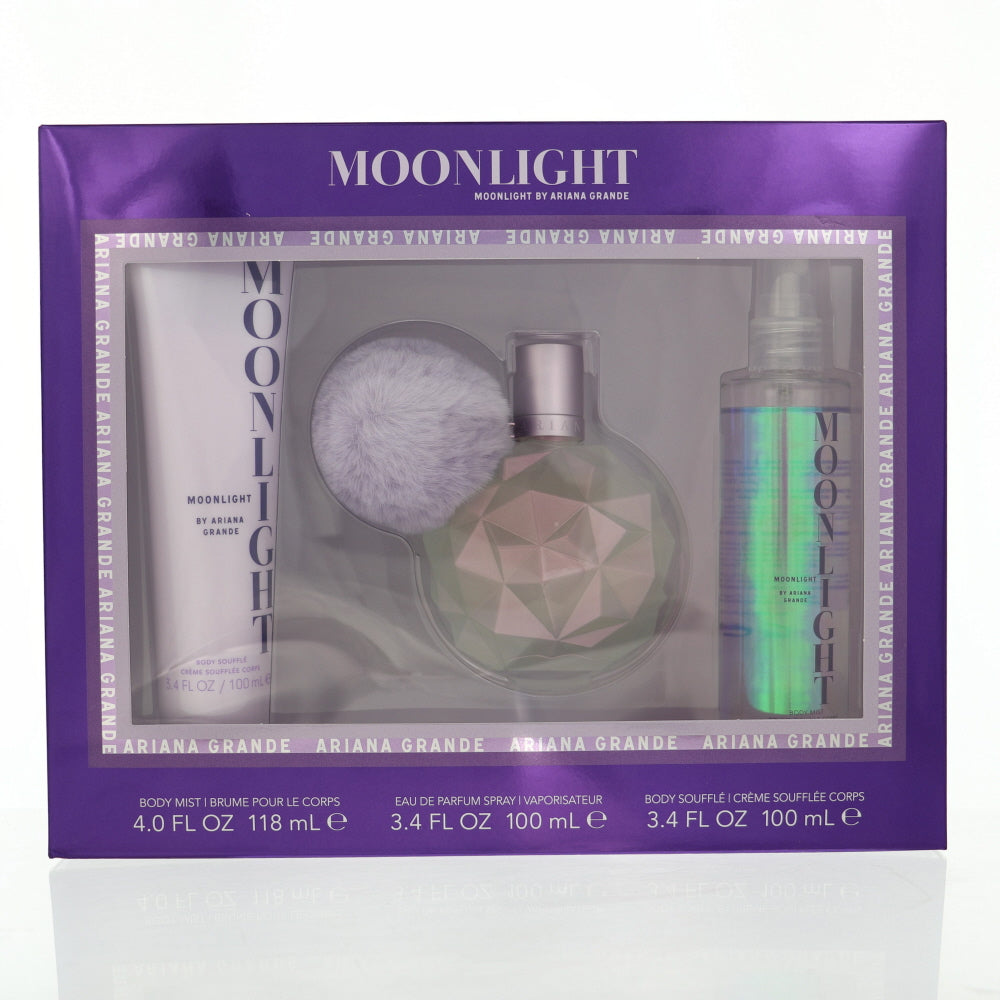 Moon Light Perfume By Ariana Grande 3 Piece Gift Set - 3.4 Oz Eau De Parfum Spray, 4.0 Oz Body Mist, 3.4 Oz Body Souffle For Women In Gift Set