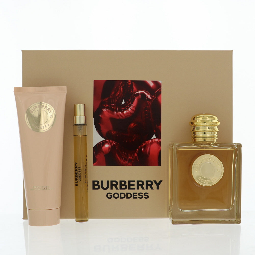 Burberry Goddess Perfume By Burberry 3 Piece Gift Set - 3.3 Oz Eau De Parfum Spray, 0.3 Oz Eau De Parfum Spray, 2.5 Oz Body Lotion For Women In Gift Set