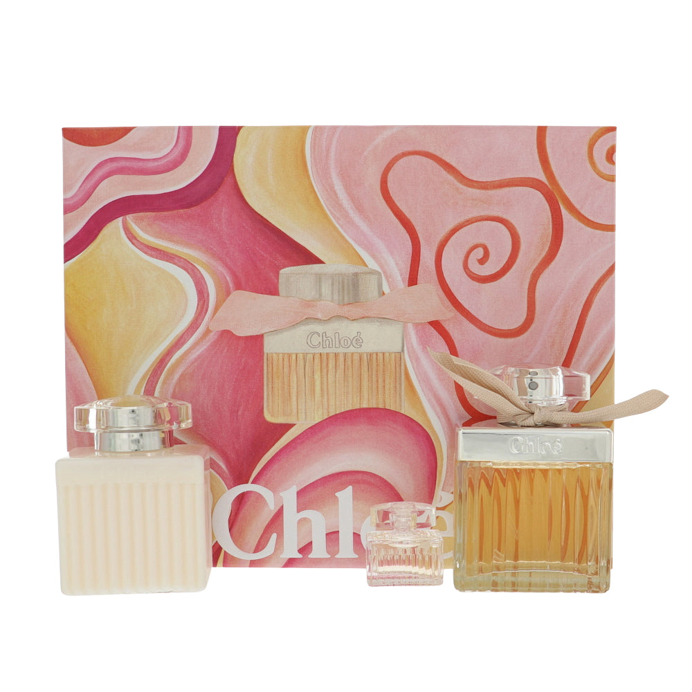 Chloe Perfume By Chloe 3 Piece Gift Set - 2.5 Oz Eau De Parfum Spray, 0.16 Oz Eau De Parfum Splash, 3.4 Oz Perfumed Body Lotion For Women In Gift Set