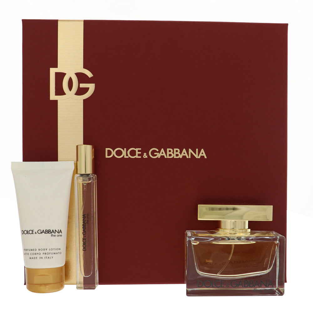 D & G The One Perfume By Dolce & Gabbana 3 Piece Gift Set - 2.5 Oz Eau De Parfum Spray, 0.33 Oz Eau De Parfum Spray, 1.7 Oz Body Lotion For Women In Gift Set