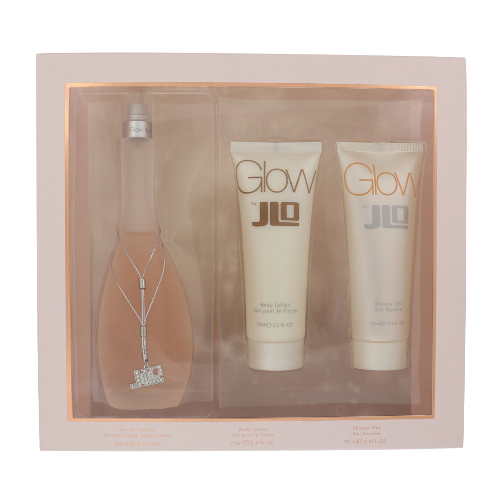 Glow Perfume By Jennifer Lopez 3 Piece Gift Set - 3.4 Oz Eau De Toilette Spray, 2.5 Oz Shower Gel, 2.5 Oz Body Lotion For Women In Gift Set