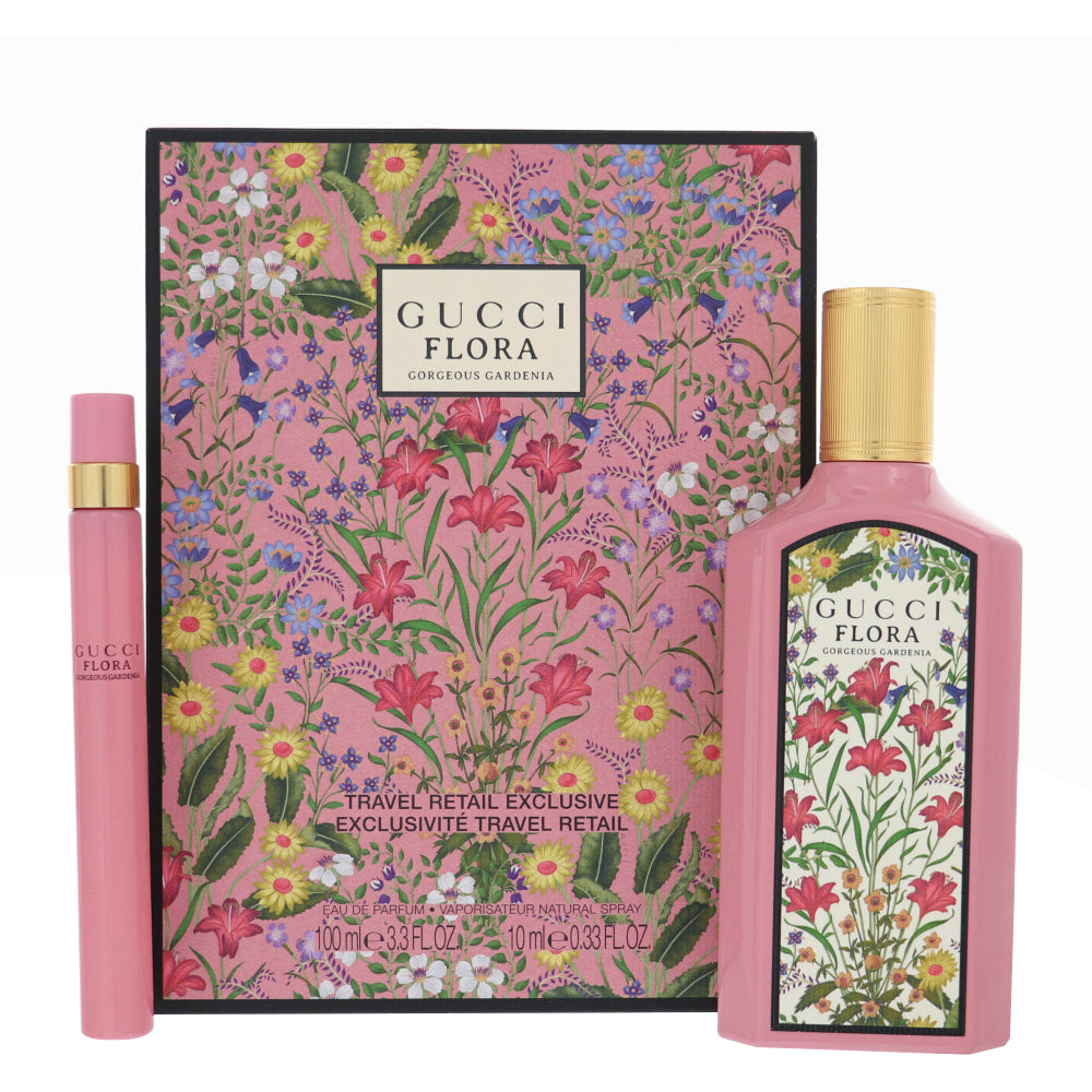 Gucci Flora Gorgeous Gardenia Perfume By Gucci 2 Piece Gift Set - 3.3 Oz Eau De Parfum Spray, 0.33 Oz Eau De Parfum Spray For Women In Gift Set