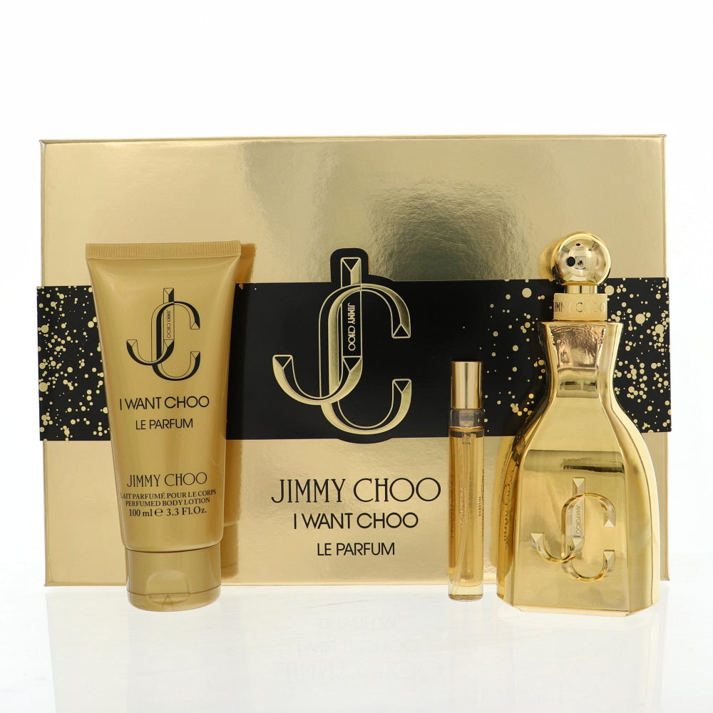 Jimmy Choo I Want Choo Le Parfum Perfume By Jimmy Choo 3 Piece Gift Set - 3.3 Oz Parfum Spray, 0.25 Oz Parfum Spray, 3.3 Oz Perfumed Body Lotion For Women In Gift Set