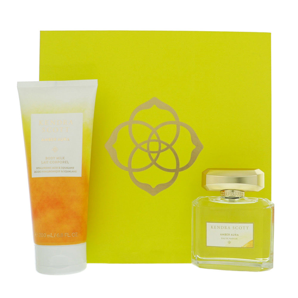 Amber Aura Perfume By Kendra Scott 2 Piece Gift Set - 2.5 Oz Eau De Parfum Spray, 6.8 Oz Body Milk For Women In Gift Set
