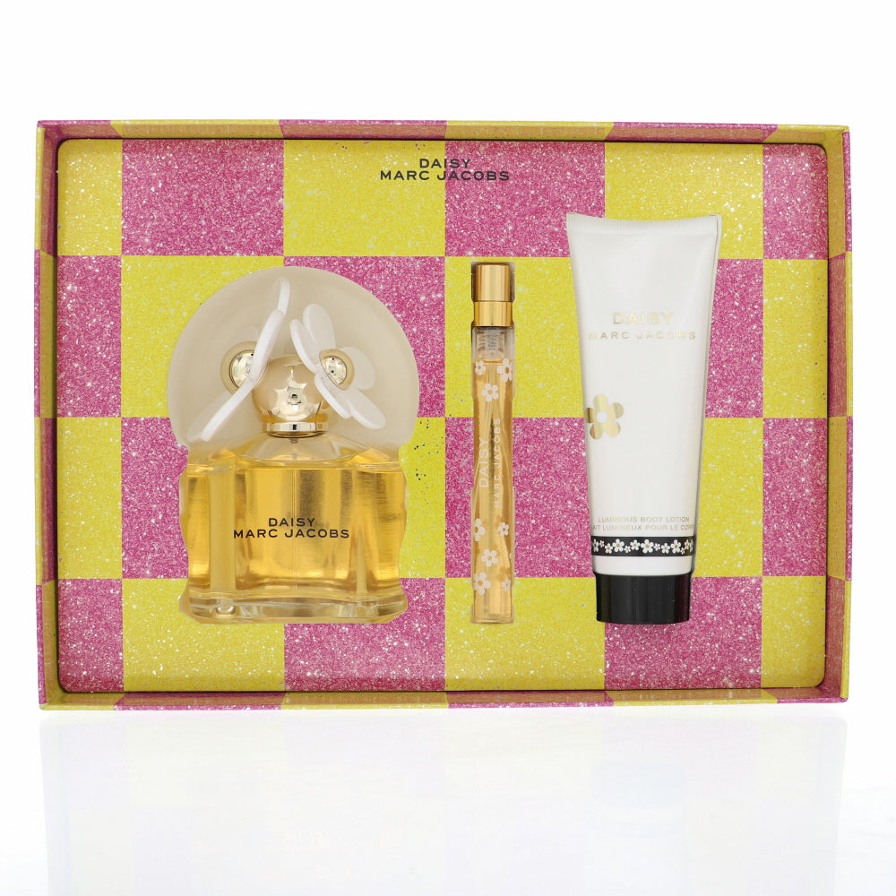 Marc Jacobs Daisy Perfume By Marc Jacobs 3 Piece Gift Set - 3.3 Oz Eau De Toilette Spray, 0.33 Oz Eau De Toilette Spray, 2.5 Oz Body Lotion For Women In Gift Set