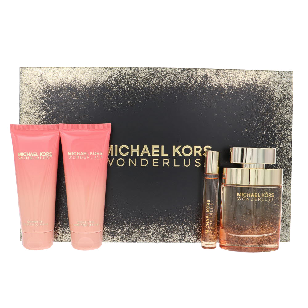 Michael Kors Wonderlust 4Pcset 3.4 Oz Eau De Parfum Spray / 3.4 Oz Bl / 3.4 Oz S.Gel / 10Ml for Women – Perfumes4All