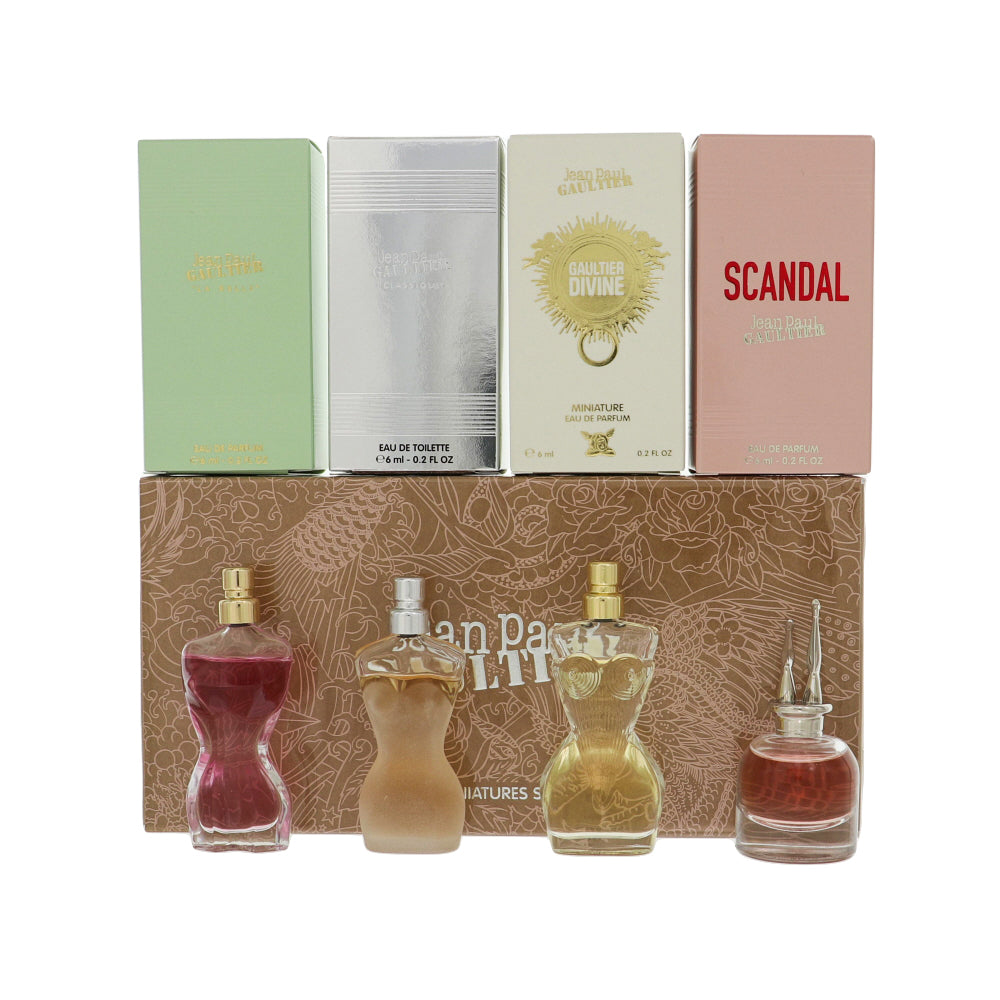 Jean Paul Gaultier Perfume By Jean Paul Gaultier 4 Piece Gift Set - 0.2 Oz Scandal Eau De Parfum Splash, 0.2 Oz Gaultier Divine Eau De Parfum Splash, 0.2 Oz Classique Eau De Toilette Splash, 0.2 Oz La Bella Eau De Parfum Splash For Women In Gift Set