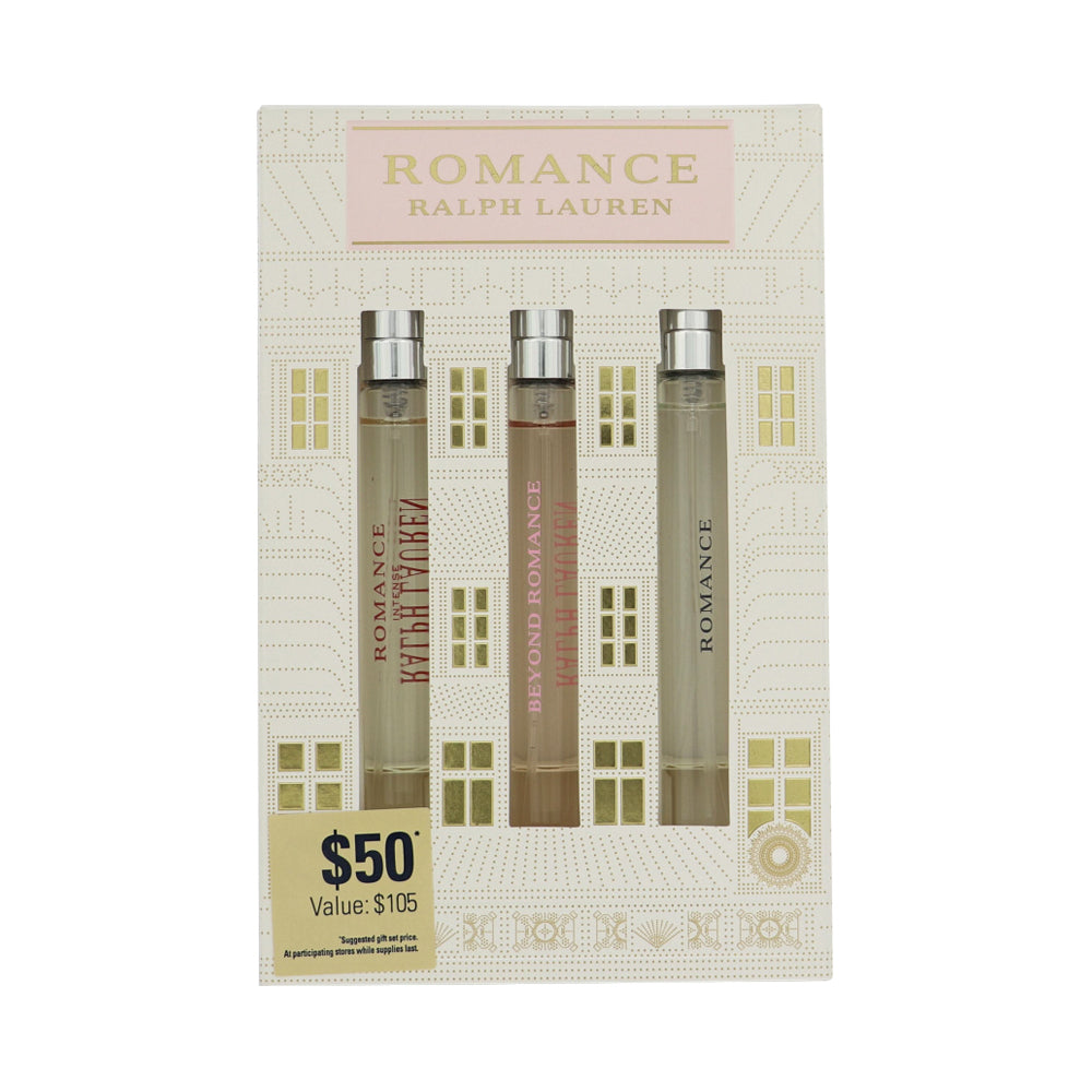 Romance Perfume By Ralph Lauren 3 Piece Gift Set - 0.34 Oz Romance Eau De Parfum Spray, 0.34 Oz Romance Eau De Parfum Intense Spray, 0.34 Oz Beyond Romance Eau De Parfum Spray For Women In Gift Set
