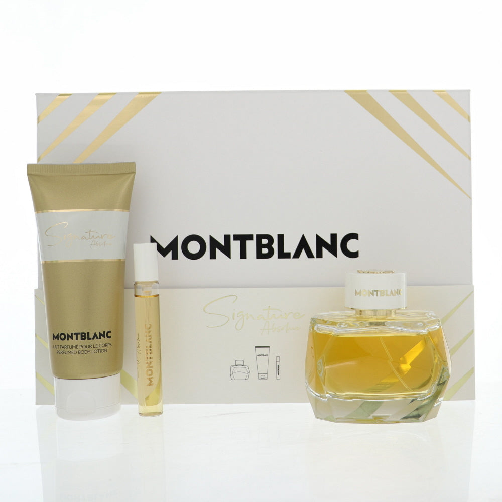 Mont Blanc Signature Absolue Perfume By Mont Blanc 3 Piece Gift Set - 3.0 Oz Eau De Parfum Spray, 0.25 Oz Eau De Parfum Spray, 3.3 Oz Body Lotion For Women In Gift Set
