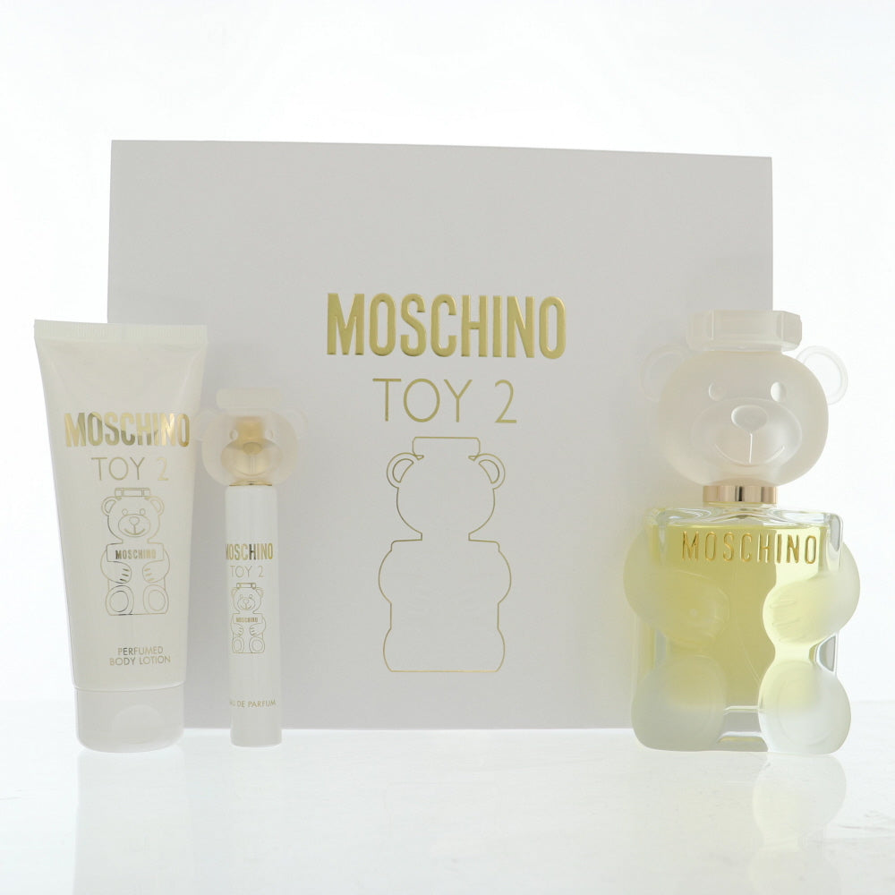 Moschino Toy 2 Perfume By Moschino 3 Piece Gift Set - 3.4 Oz Eau De Parfum Spray, 0.3 Oz Eau De Parfum Spray, 3.4 Oz Body Lotion For Women In Gift Set