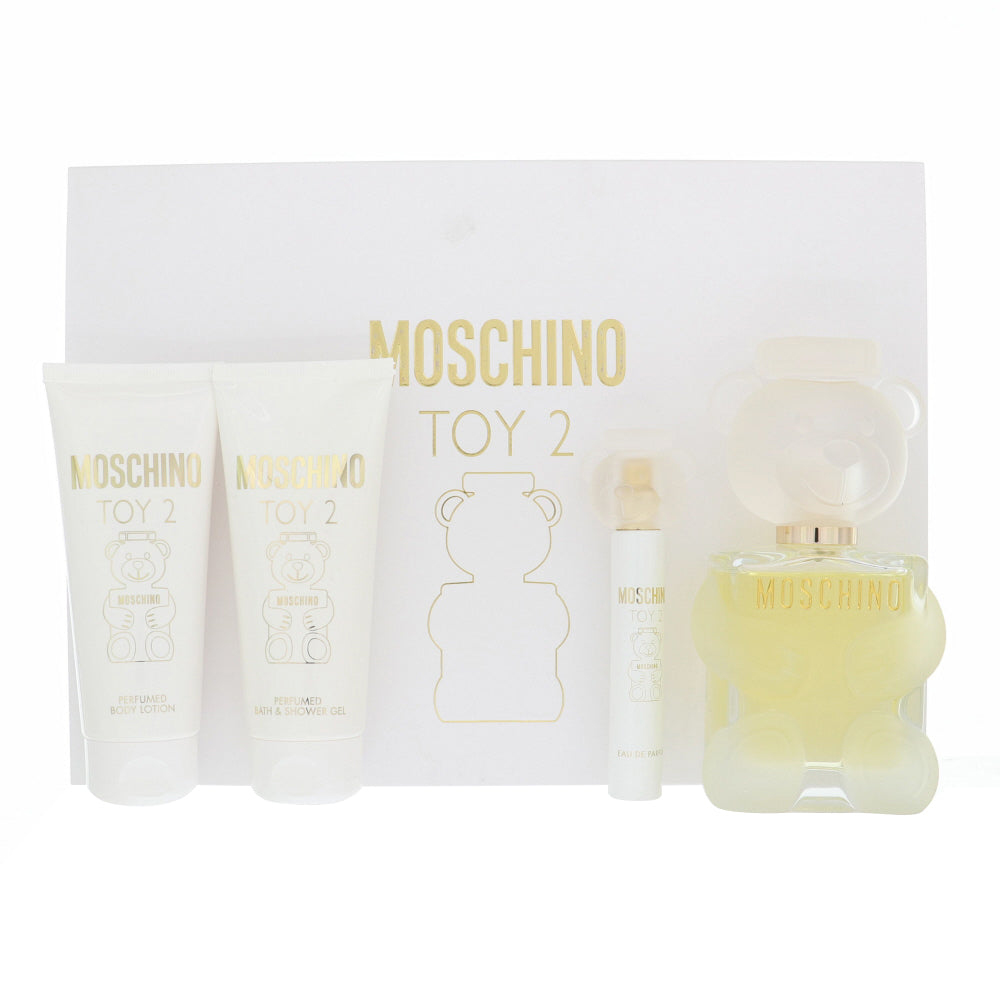 Moschino Toy 2 Perfume By Moschino 4 Piece Gift Set - 3.4 Oz Eau De Parfum Spray, 0.3 Oz Eau De Parfum Spray, 3.4 Oz Perfumed Bath & Shower Gel, 3.4 Oz Perfumed Body Lotion For Women In Gift Set