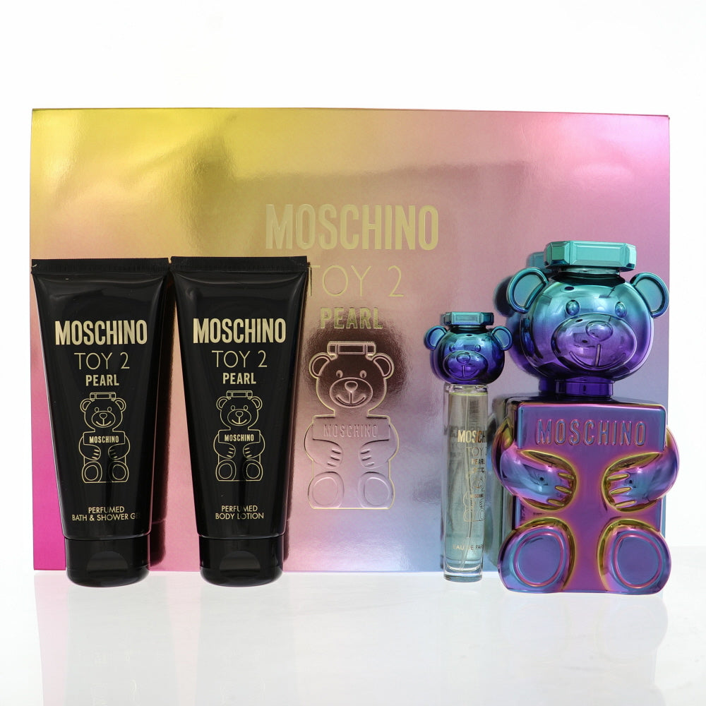 Moschino Toy Pearl Perfume By Moschino 4 Piece Gift Set - 3.4 Oz Eau De Parfum Spray, 0.3 Oz Eau De Parfum Spray, 3.4 Oz Perfumed Bath & Shower Gel, 3.4 Oz Perfumed Body Lotion For Women In Gift Set