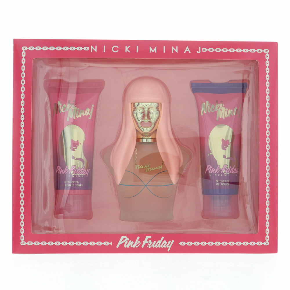 Nicki Minaj Pink Friday Perfume By Nicki Minaj 3 Piece Gift Set - 3.4 Oz Eau De Parfum Spray, 3.4 Oz Body Lotion, 3.4 Oz Bath And Shower Gel For Women In Gift Set