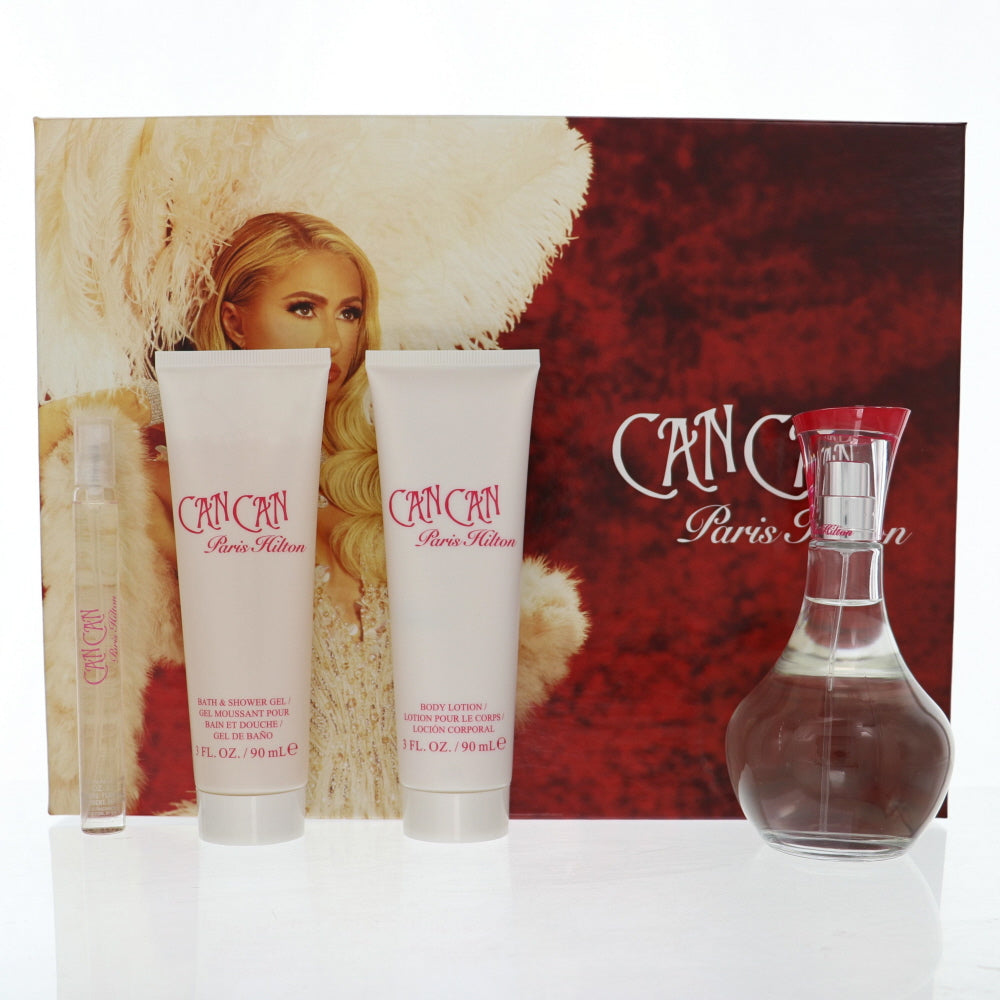 Paris Hilton Can Can Perfume By Paris Hilton 4 Piece Gift Set - 3.4 Oz Eau De Parfum Spray, 0.34 Oz Eau De Parfum Spray, 3.0 Oz Body Lotion, 3.0 Oz Shower Gel For Women In Gift Set