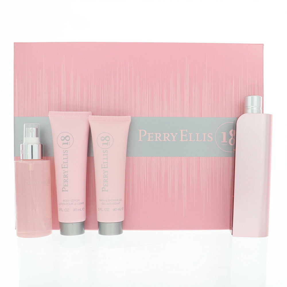 Perry Ellis Aqua Perfume By Perry Ellis 4 Piece Gift Set - 3.4 Oz Eau De Parfum Spray, 4.0 Oz Body Mist Spray, 3.0 Oz Bath & Shower Gel, 3.0 Oz Body Lotion For Women In Gift Set