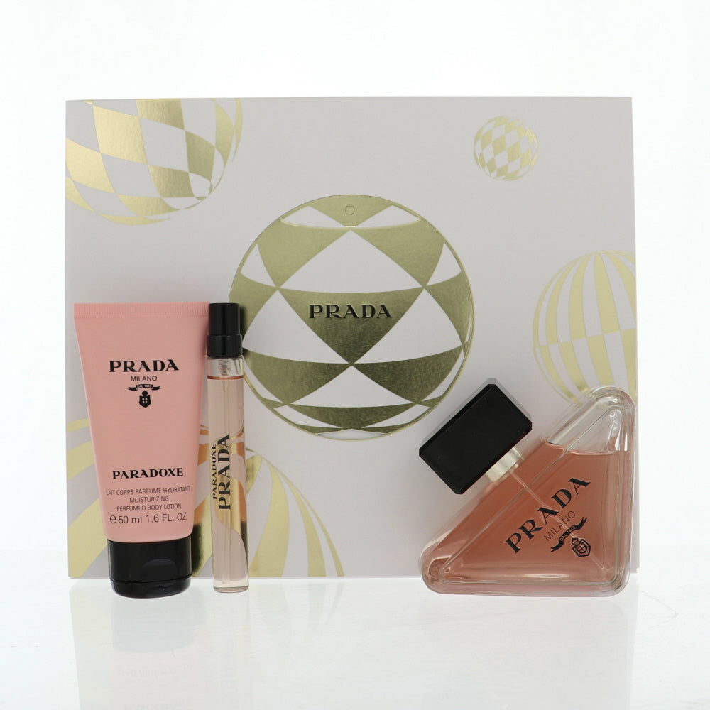 Prada Paradoxe Perfume By Prada 3 Piece Gift Set - 3.0 Oz Eau De Parfum Spray, 0.33 Oz Eau De Parfum Spray, 1.6 Oz Body Lotion For Women In Gift Set