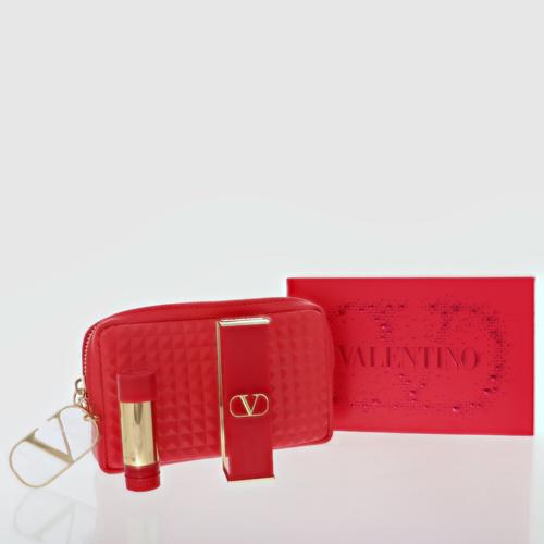 Valentino Rosso Lipstick Set With Pouch Perfume By Valentino 3.4 G 123R Falling For Nude Lipstick For Women In Gift Set