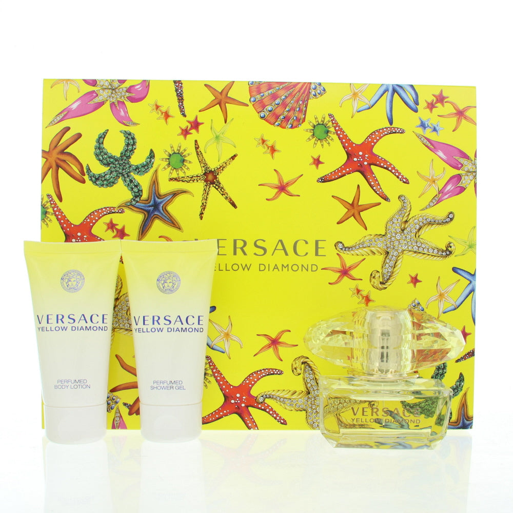 Versace Yellow Diamond Perfume By Versace 3 Piece Gift Set - 1.7 Oz Eau De Toilette Spray, 1.7 Oz Shower Gel, 1.7 Oz Body Lotion For Women In Gift Set