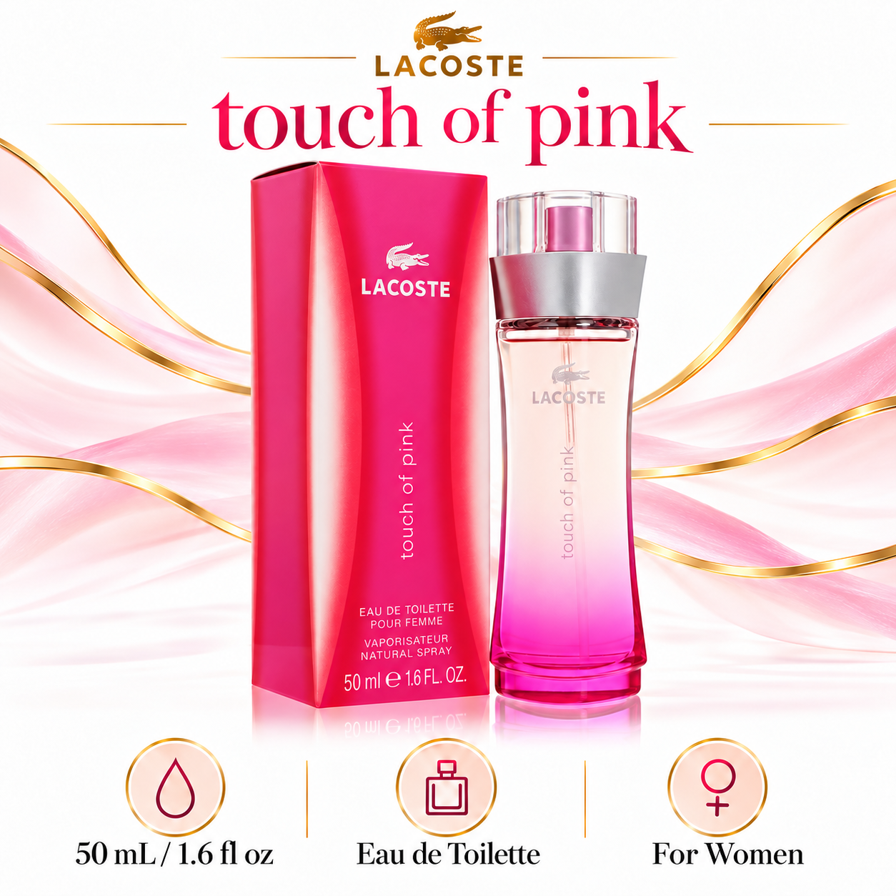 Lacoste Touch of Pink 50 mL 1.6 fl oz Eau de Toilette for Women