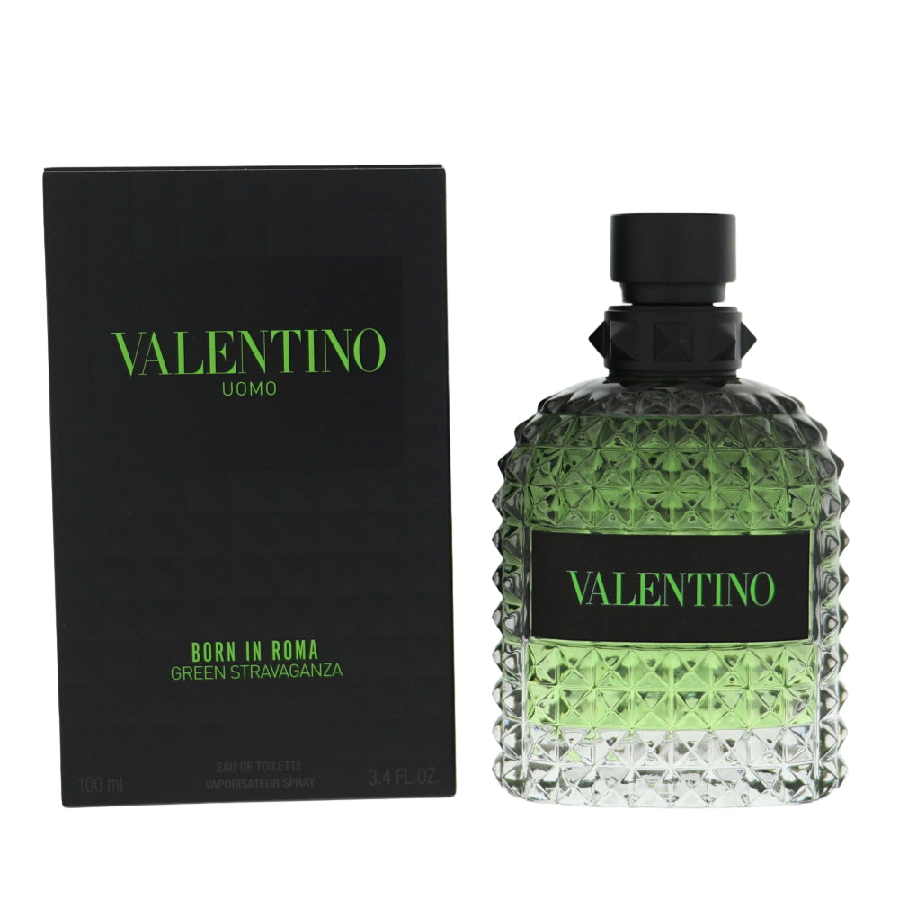 Born In Roma Green Stravaganza Cologne By Valentino 3.4 Oz Eau De Toilette Spray For Men In Box