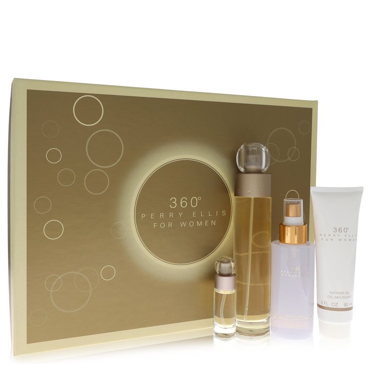 perry ellis 360 Perfume by Perry Ellis Gift Set -- 3.4 oz Eau De Toilette Spray + 4 oz Body Mist + 3 oz Shower Gel + .25 Mini EDT Spray for Women - Authentic Fragrance - Discount Women Perfume or Cologne Fragrance