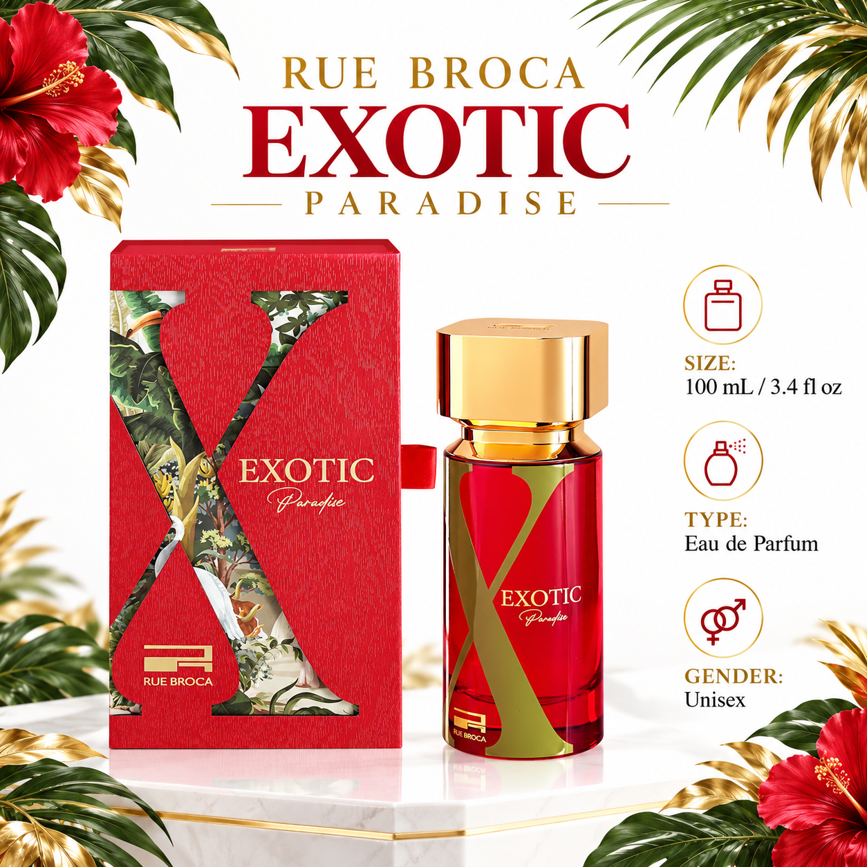 Rue Broca Exotic Paradise 100 mL / 3.4 fl oz Eau de Parfum Unisex — size, type and gender