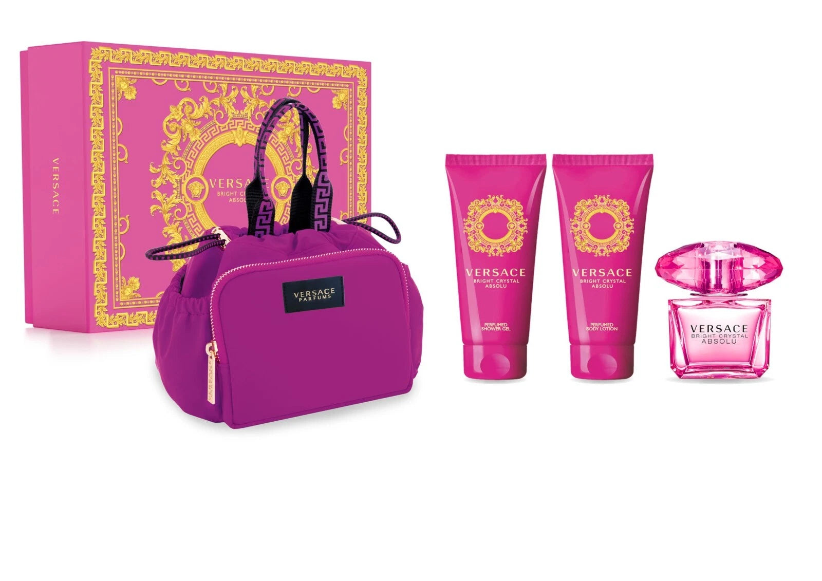Bright Crystal Absolu 3 Pcs Gift Set With Bag by Versace Spray for - Perfumes4All