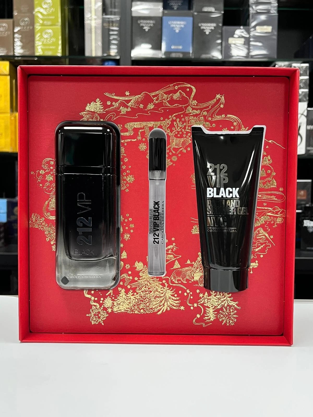 212 Vip Black For 3 Pcs Gift Set by Carolina Herrera Spray for Men - Perfumes4All